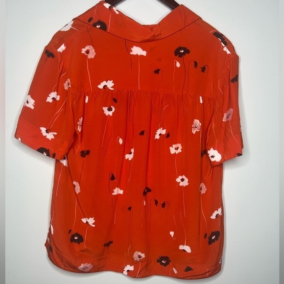 Jason Wu Tossed Blossoms Red Collared Silk Shirt - Picture 5 of 5